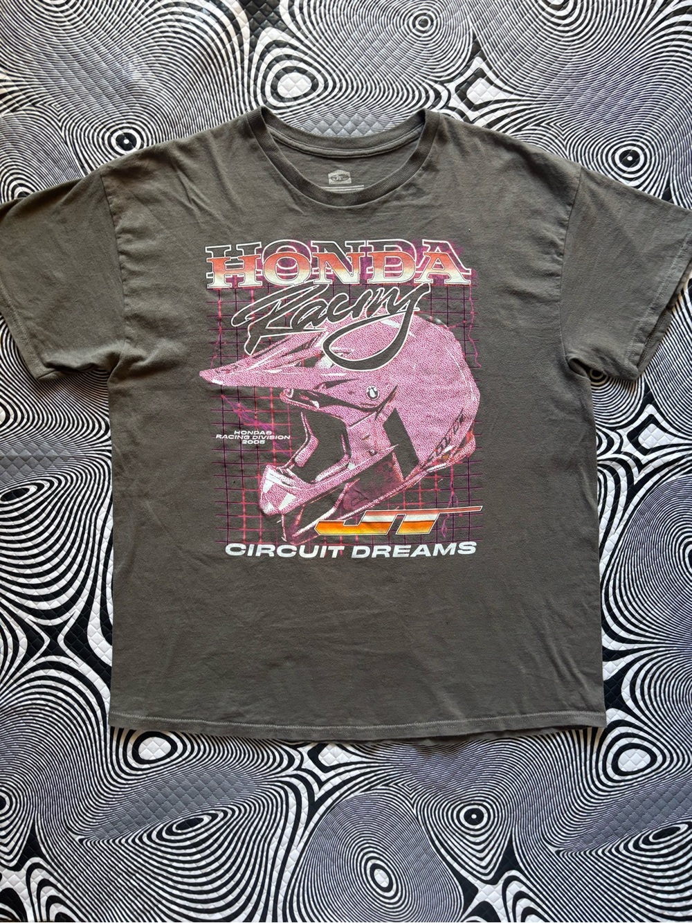 Honda Racing Women’s Short Sleeve Tee — Black with Pink Graphic